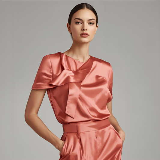 AURELIA | Coral Pink Satin Summer Top