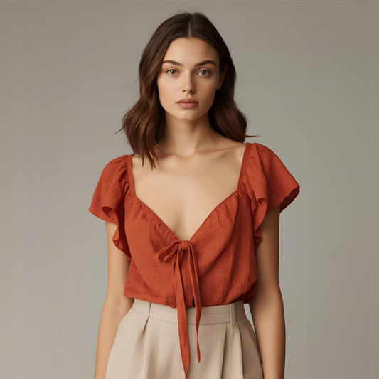 TESSA | Terracotta Orange Summer Top